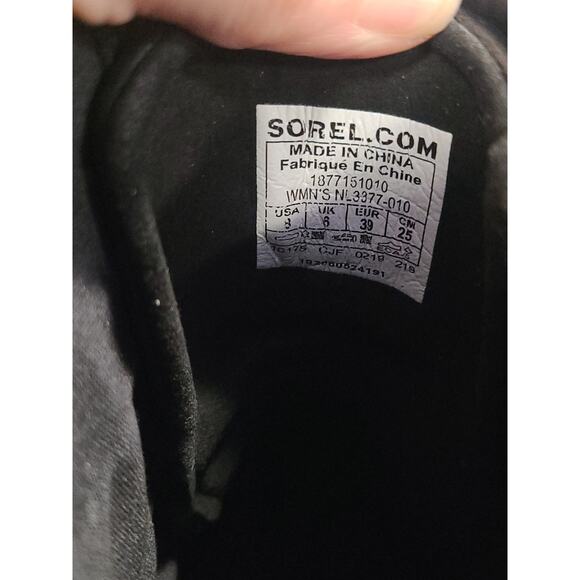 Sorel Lexie Boots Women's 8 Black Red Leather Buffalo Plaid Hidden Wedge Booties - Picture 10 of 12